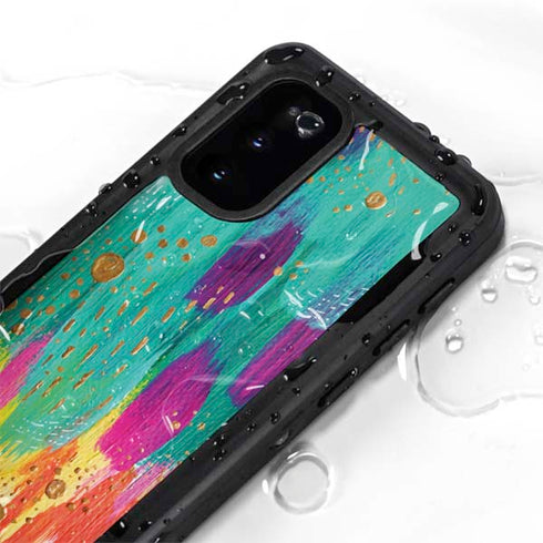 Etta Vee Turquoise Brush Stroke Galaxy S20 Waterproof Case