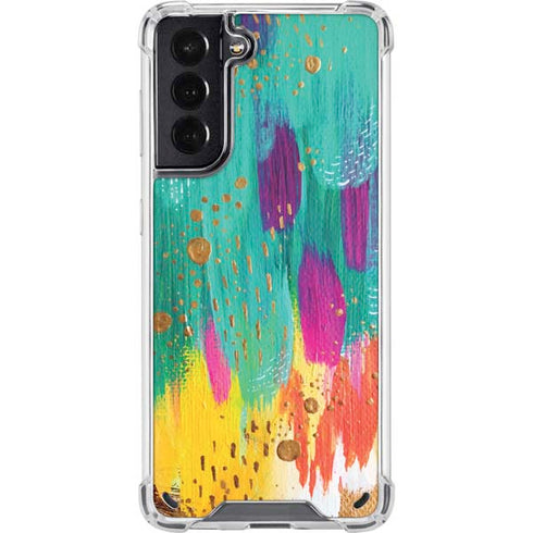 Etta Vee Turquoise Brush Stroke Galaxy S21 5G Clear Case