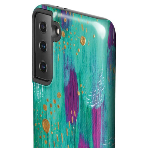 Etta Vee Turquoise Brush Stroke Galaxy S21 FE Pro Case