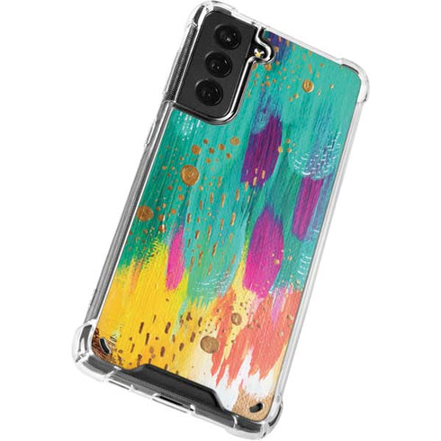 Etta Vee Turquoise Brush Stroke Galaxy S21 Plus 5G Clear Case