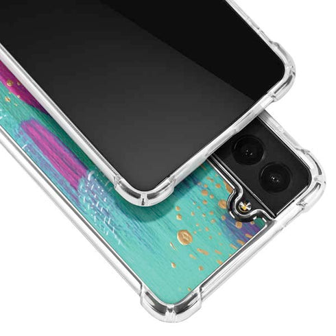 Etta Vee Turquoise Brush Stroke Galaxy S21 Plus 5G Clear Case