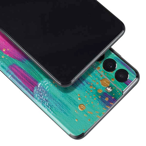 Etta Vee Turquoise Brush Stroke Galaxy S21 Plus 5G Skin