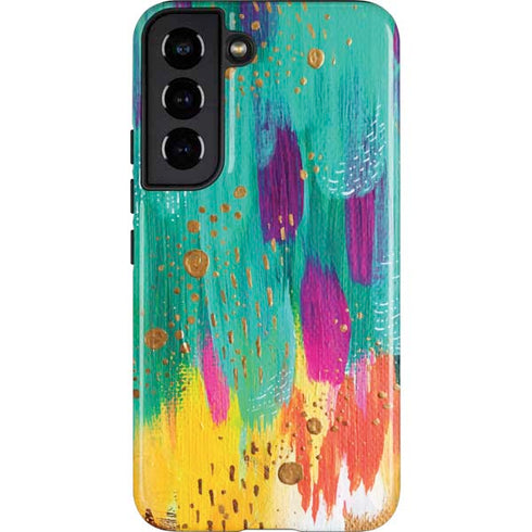 Etta Vee Turquoise Brush Stroke Galaxy S22 Pro Case