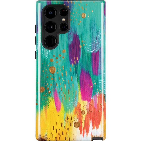 Etta Vee Turquoise Brush Stroke Galaxy S22 Ultra Pro Case