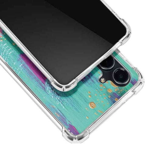 Turquoise Brush Stroke by Etta Vee Galaxy S23 FE Clear Case