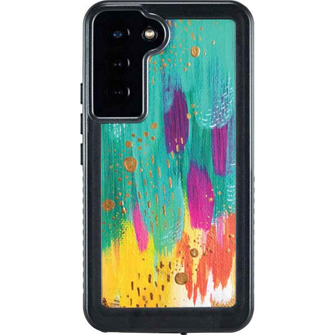 Etta Vee Turquoise Brush Stroke Galaxy S23 Plus Waterproof Case