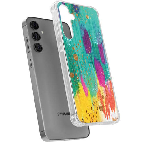 Turquoise Brush Stroke by Etta Vee Galaxy S24 Plus Clear Case
