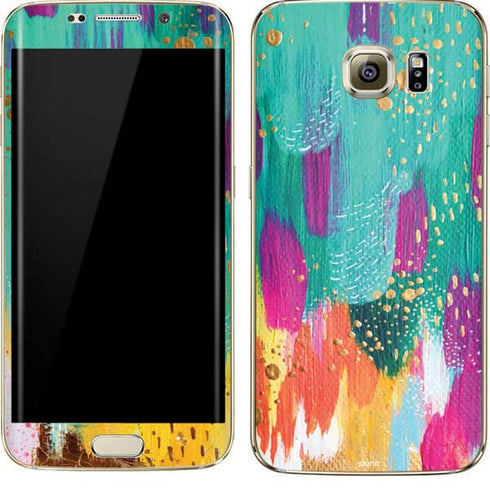 Etta Vee Turquoise Brush Stroke Galaxy S7 Edge Skin