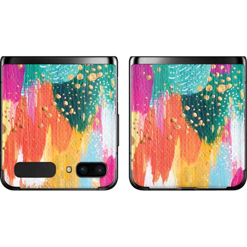 Etta Vee Turquoise Brush Stroke Galaxy Z Flip Skin