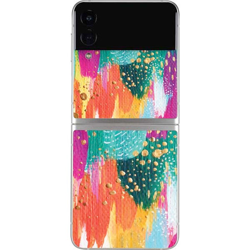 Etta Vee Turquoise Brush Stroke Galaxy Z Flip3 5G Skin