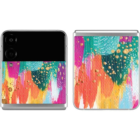 Etta Vee Turquoise Brush Stroke Galaxy Z Flip4 5G Skin