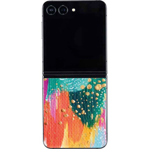 Turquoise Brush Stroke by Etta Vee Galaxy Z Flip5 5G Skin