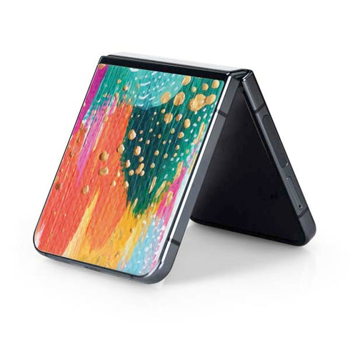 Turquoise Brush Stroke by Etta Vee Galaxy Z Flip5 5G Skin