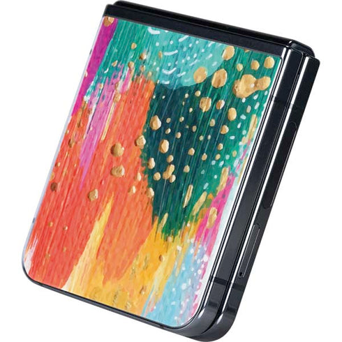 Turquoise Brush Stroke by Etta Vee Galaxy Z Flip5 5G Skin