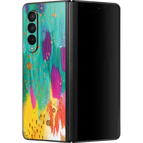 Etta Vee Turquoise Brush Stroke Galaxy Z Fold3 5G Skin