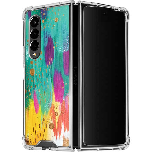 Etta Vee Turquoise Brush Stroke Galaxy Z Fold4 5G Clear Case