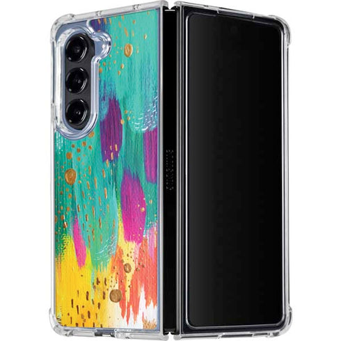 Turquoise Brush Stroke by Etta Vee Galaxy Z Fold5 5G Clear Case
