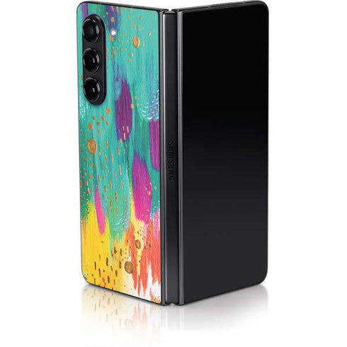 Turquoise Brush Stroke by Etta Vee Galaxy Z Fold5 5G Skin