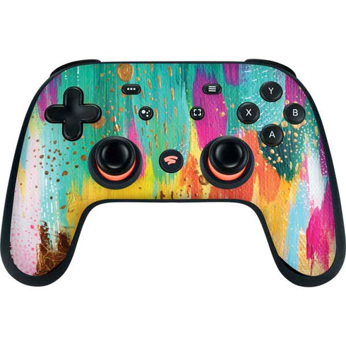 Etta Vee Turquoise Brush Stroke Google Stadia Controller Skin