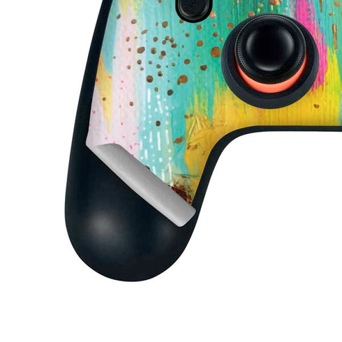 Etta Vee Turquoise Brush Stroke Google Stadia Controller Skin