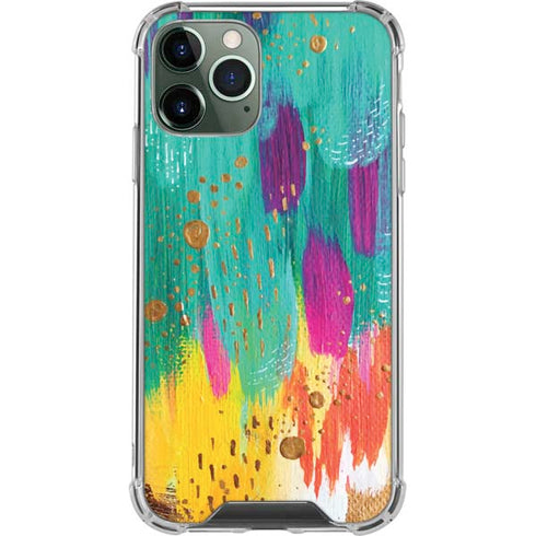 Turquoise Brush Stroke by Etta Vee iPhone 11 Pro Max Clear Case
