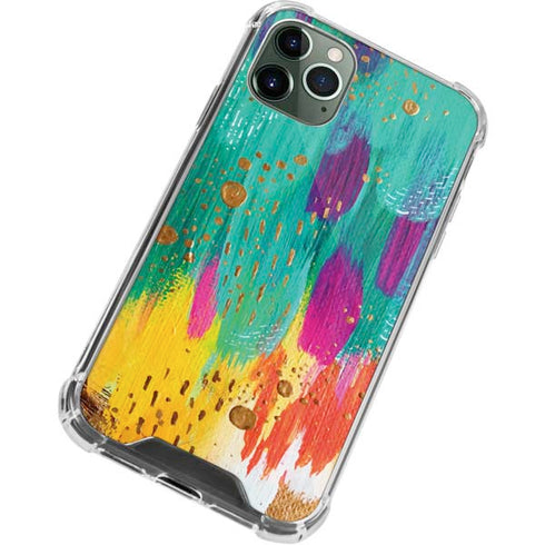 Turquoise Brush Stroke by Etta Vee iPhone 11 Pro Max Clear Case
