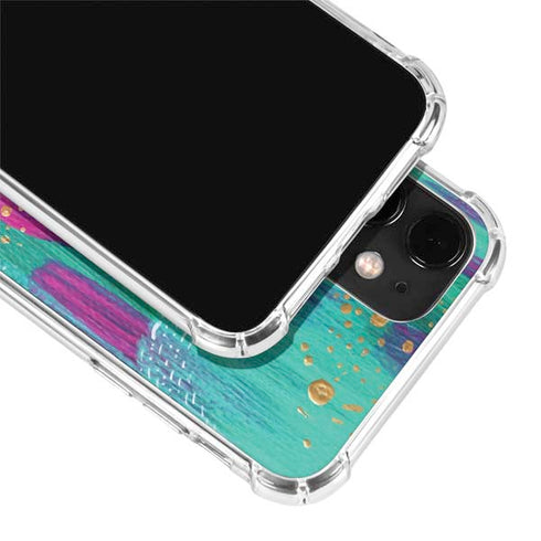 Etta Vee Turquoise Brush Stroke iPhone 12 Clear Case