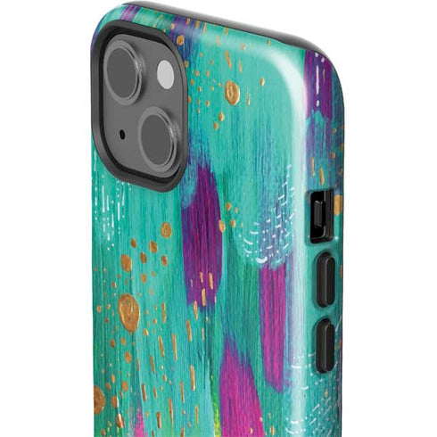 Turquoise Brush Stroke by Etta Vee iPhone 15 Impact Case