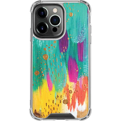 Etta Vee Turquoise Brush Stroke iPhone 14 Pro Clear Case