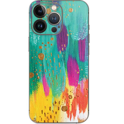 Turquoise Brush Stroke by Etta Vee iPhone 15 Pro Skin