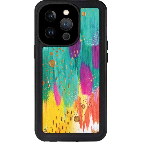 Etta Vee Turquoise Brush Stroke iPhone 14 Pro Waterproof Case