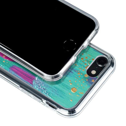 Etta Vee Turquoise Brush Stroke iPhone SE (2nd & 3rd Gen) Clear Case