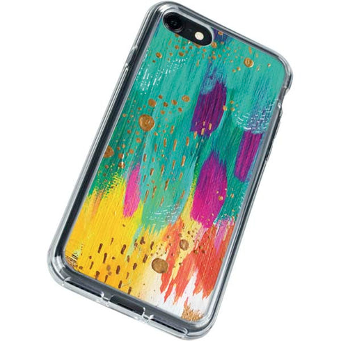 Etta Vee Turquoise Brush Stroke iPhone SE (2nd & 3rd Gen) Clear Case