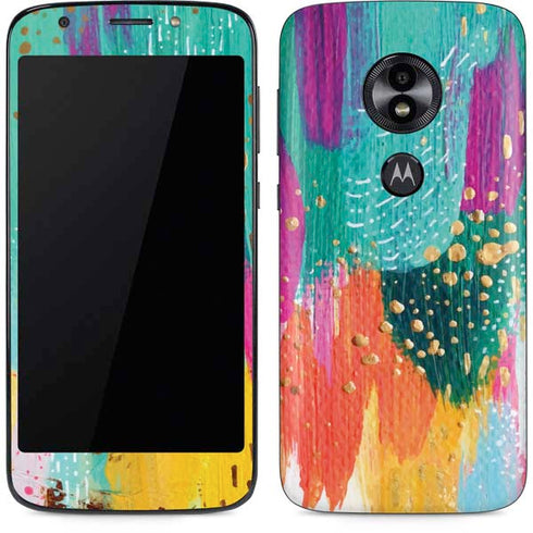 Etta Vee Turquoise Brush Stroke Moto E5 Play Skin
