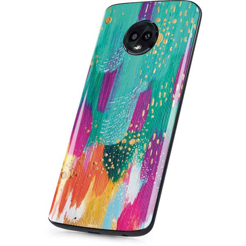 Etta Vee Turquoise Brush Stroke Moto G6 Skin