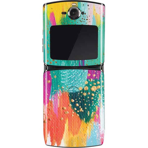 Etta Vee Turquoise Brush Stroke Motorola RAZR Skin
