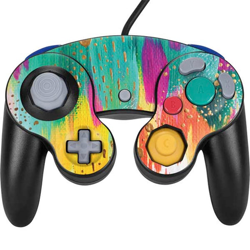 Etta Vee Turquoise Brush Stroke Nintendo GameCube Controller Skin