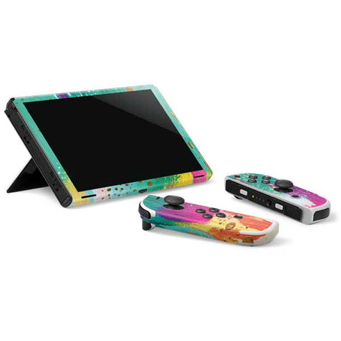 Etta Vee Turquoise Brush Stroke Nintendo Switch OLED (2021) Skin