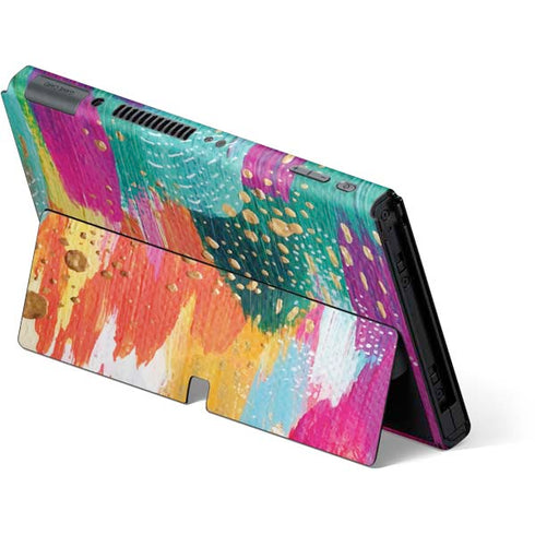 Etta Vee Turquoise Brush Stroke Nintendo Switch OLED (2021) Skin