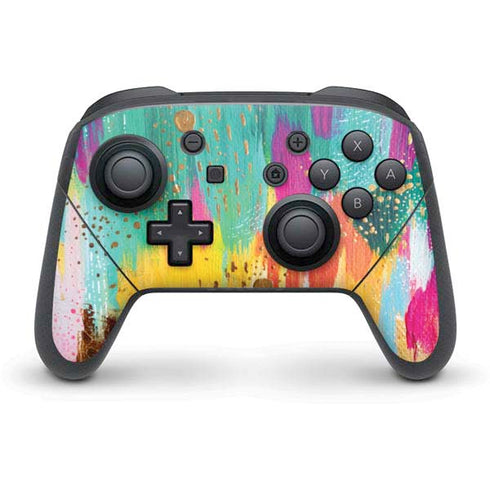 Etta Vee Turquoise Brush Stroke Nintendo Switch Pro Controller Skin