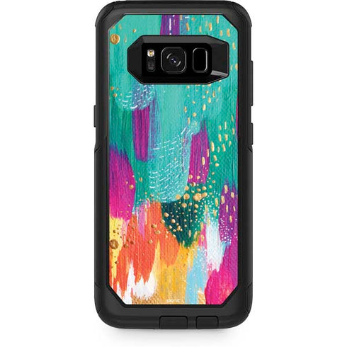 Etta Vee Turquoise Brush Stroke Otterbox Commuter Galaxy Skin