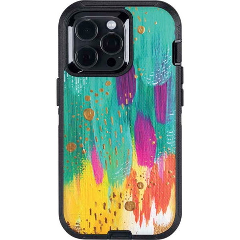 Turquoise Brush Stroke by Etta Vee Otterbox Defender iPhone Skin