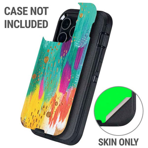 Turquoise Brush Stroke by Etta Vee Otterbox Defender iPhone Skin