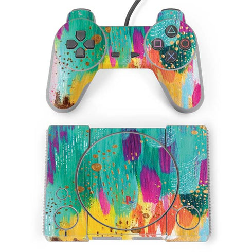 Etta Vee Turquoise Brush Stroke PlayStation Classic Bundle Skin