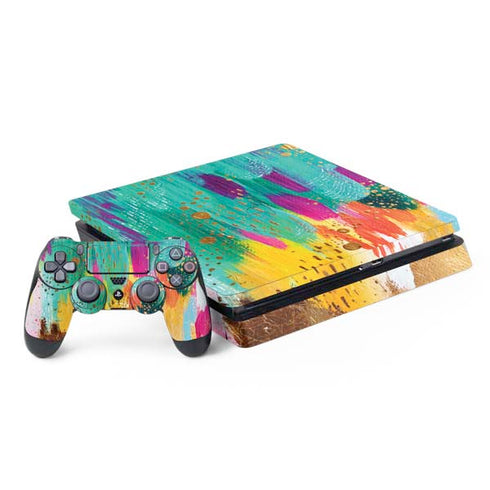 Etta Vee Turquoise Brush Stroke PS4 Slim Bundle Skin