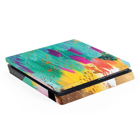 Etta Vee Turquoise Brush Stroke PS4 Slim Skin