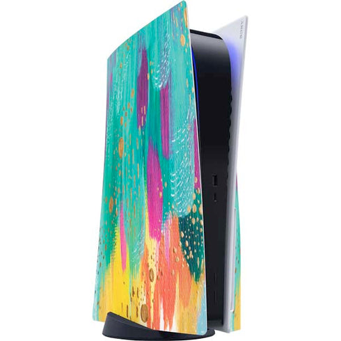 Etta Vee Turquoise Brush Stroke PS5 Console Skin