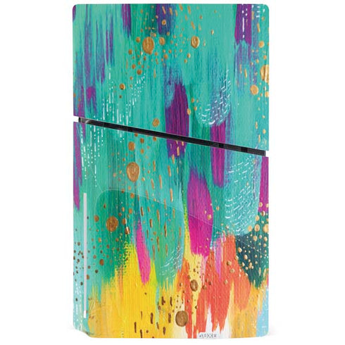 Turquoise Brush Stroke by Etta Vee PS5 Slim Disk Console Skin