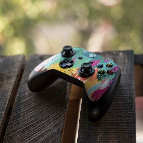 Etta Vee Turquoise Brush Stroke Xbox One Controller Skin