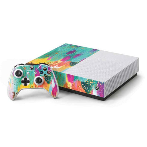 Etta Vee Turquoise Brush Stroke Xbox One S All-Digital Edition Bundle Skin